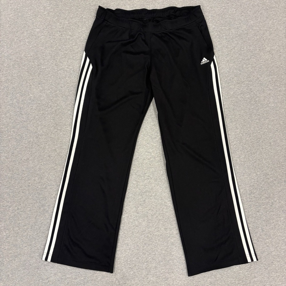 Adidas Baggy Sweatpants Men's Size L (34x31.5) Black Mesh Side Stripes Wide Leg